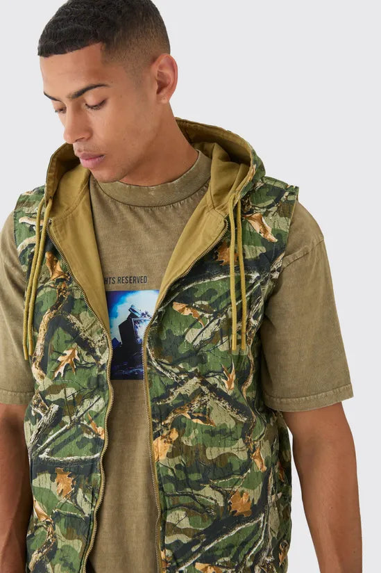 Reversible Camo Twill Gilet Jacket