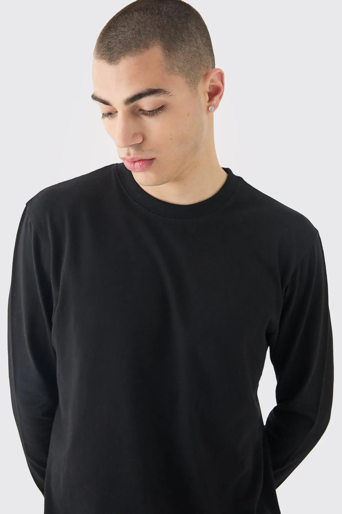 Basic Long Sleeve Regular Fit Crew Neck T Shirt