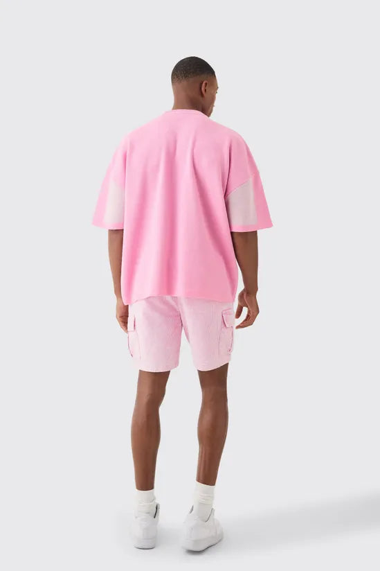Oversized Moto Stripe Knitted T-shirt
