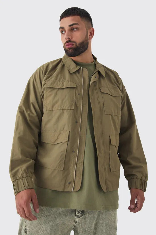 Plus Zip Up Lightweight Field Jacket