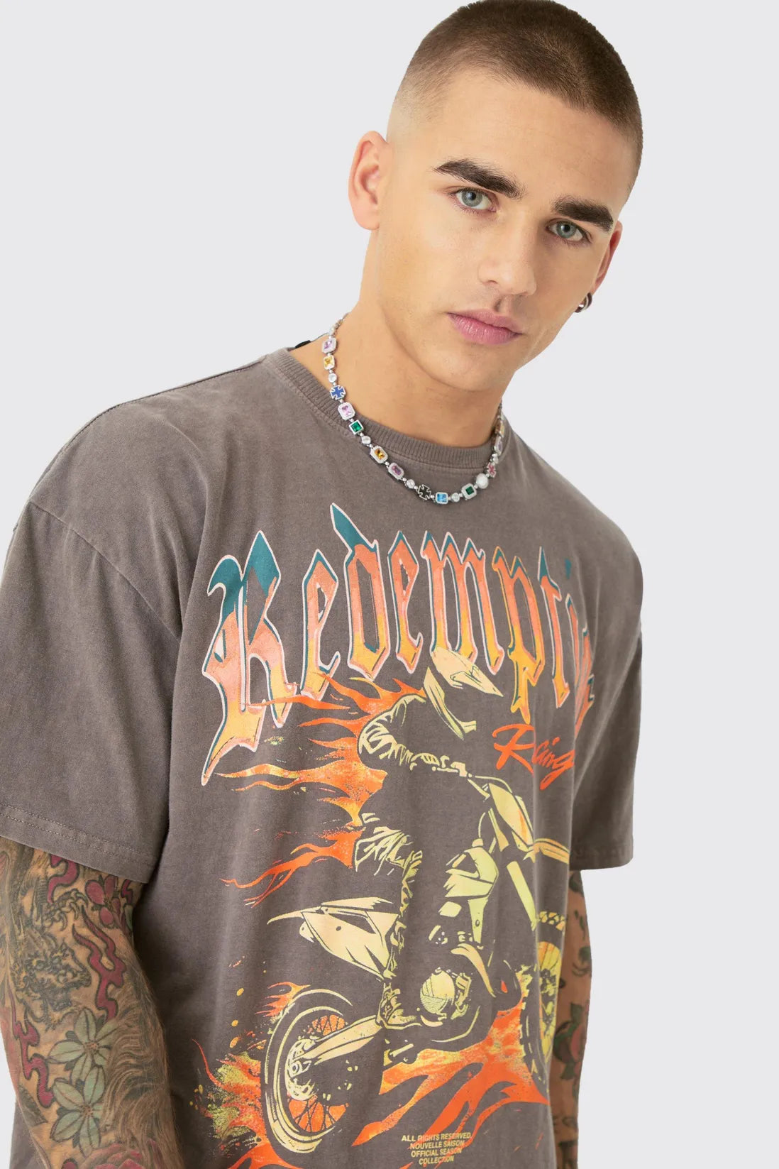 Oversized Boxy Redemption Moto Wash T-shirt
