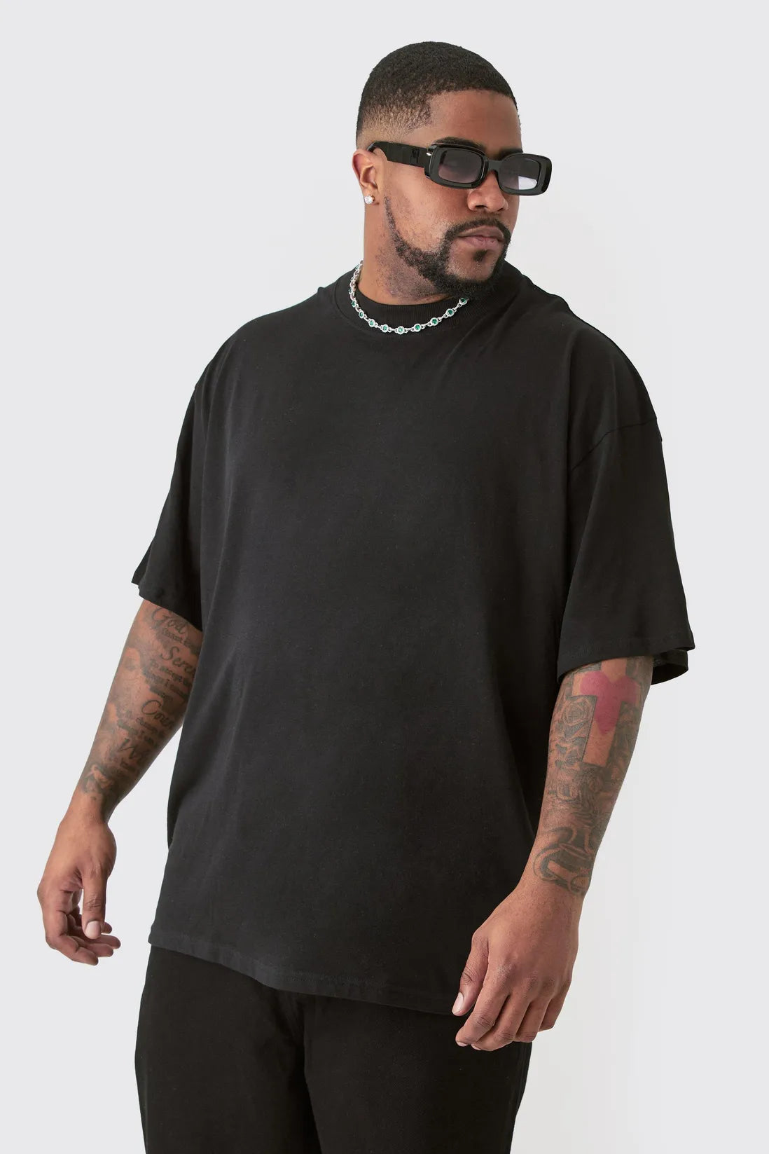 Plus Limited Edition Moto Over The Seam Graphic Back Print T-shirt In Black