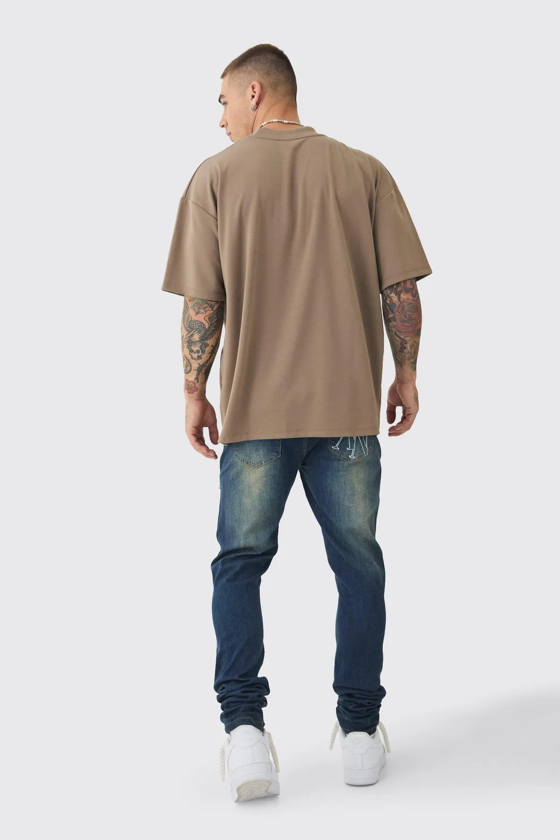 Skinny Stretch Stacked Bandana Rip & Repair Jeans