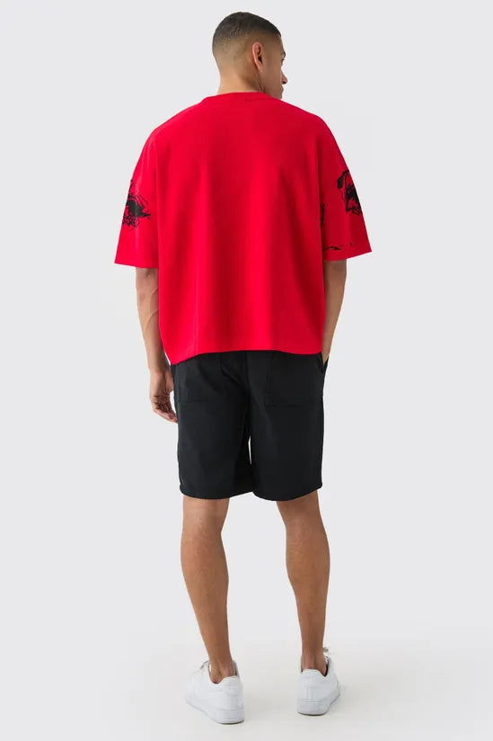Oversized Line Drawing Knitted T-shirt
