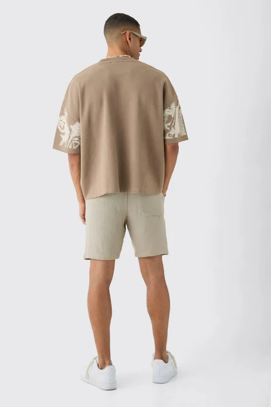 Oversized Renaissance Drawing Knitted T-shirt