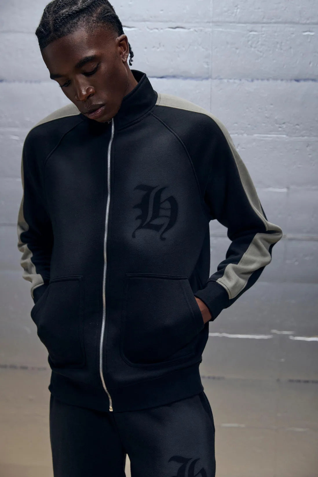 Oversized Washed Stencil Spray Graphic Harrington Jacket