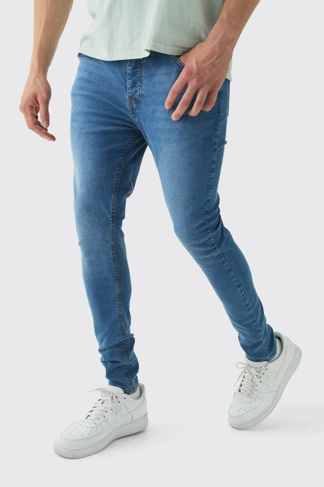 Super Skinny Stretch Jean In Mid Blue