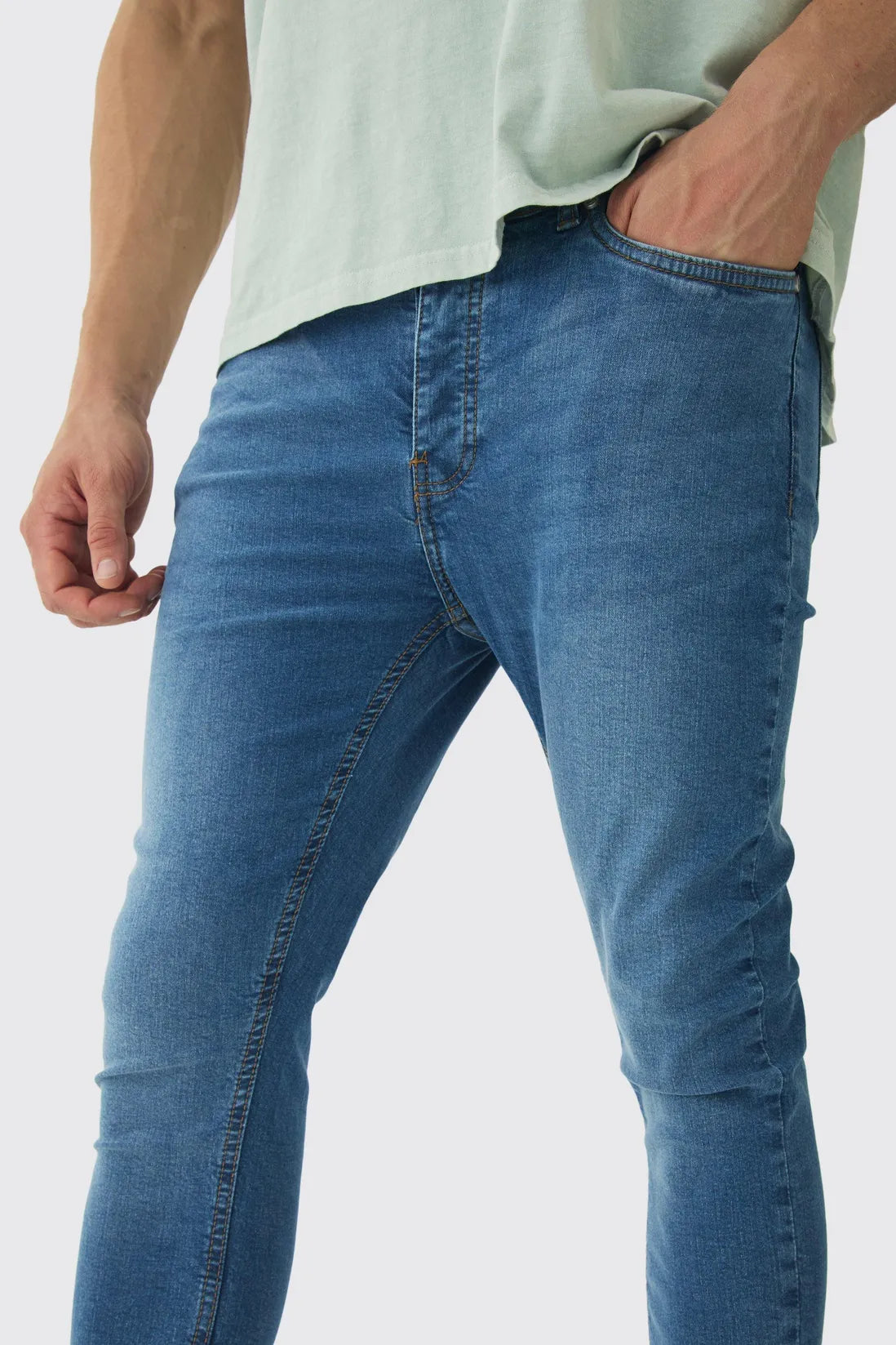 Super Skinny Stretch Jean In Mid Blue