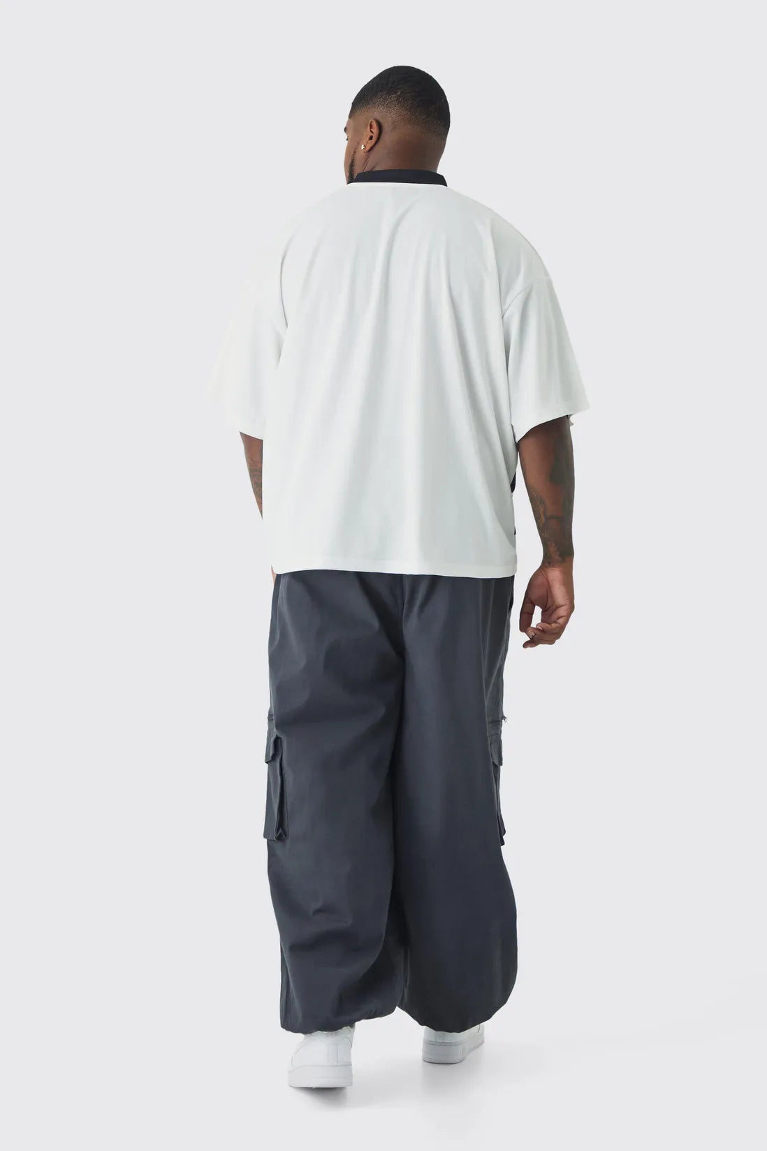 Plus Flat Drawcord Oversized Cargo Joggers