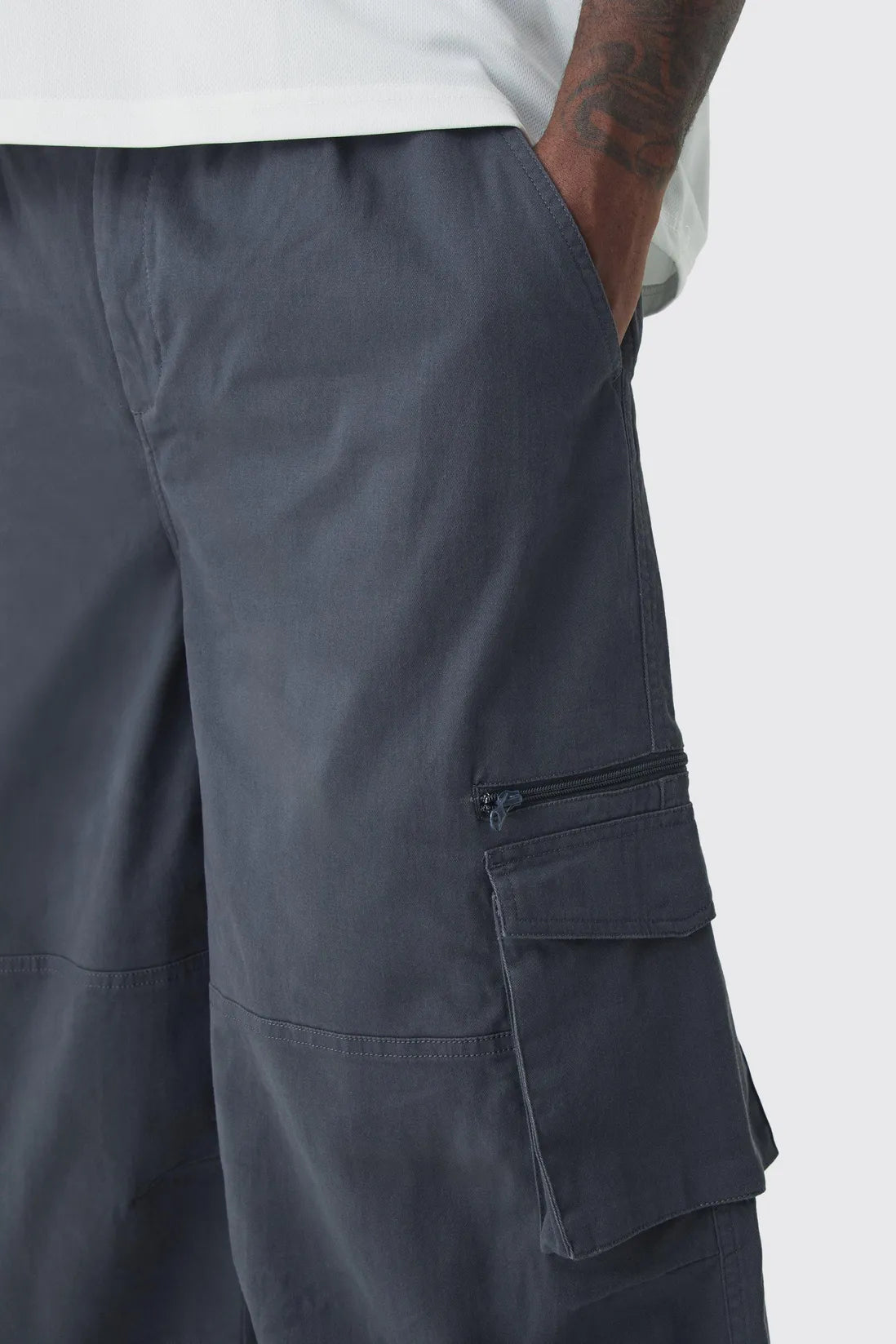 Plus Flat Drawcord Oversized Cargo Joggers