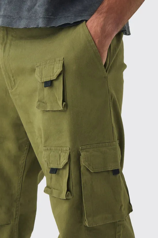Plus Multi Split Hem Relaxed Fit Cargo Trousers