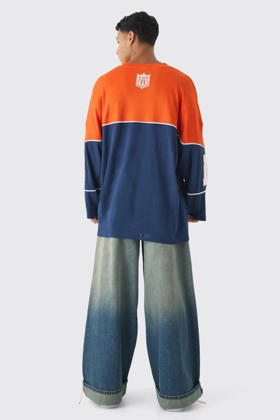 Baggy Rigid Stitch Detail Denim Jeans