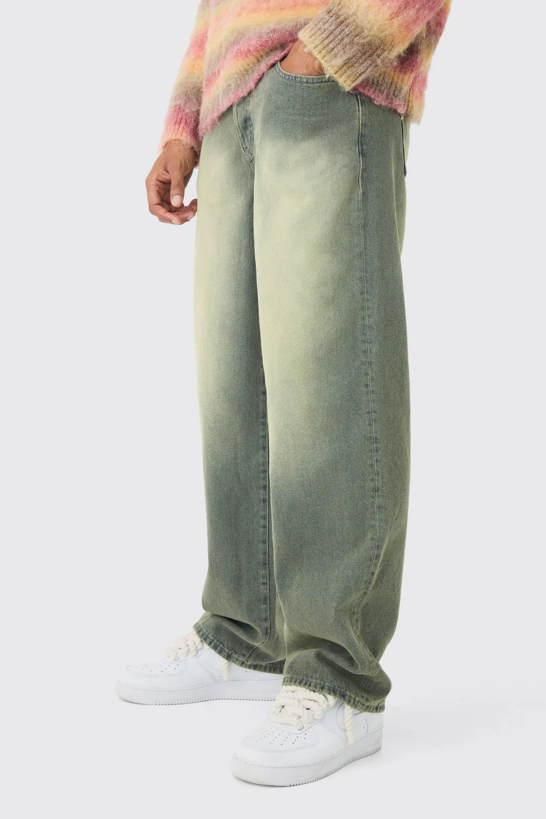 Baggy Rigid Green Washed Jeans