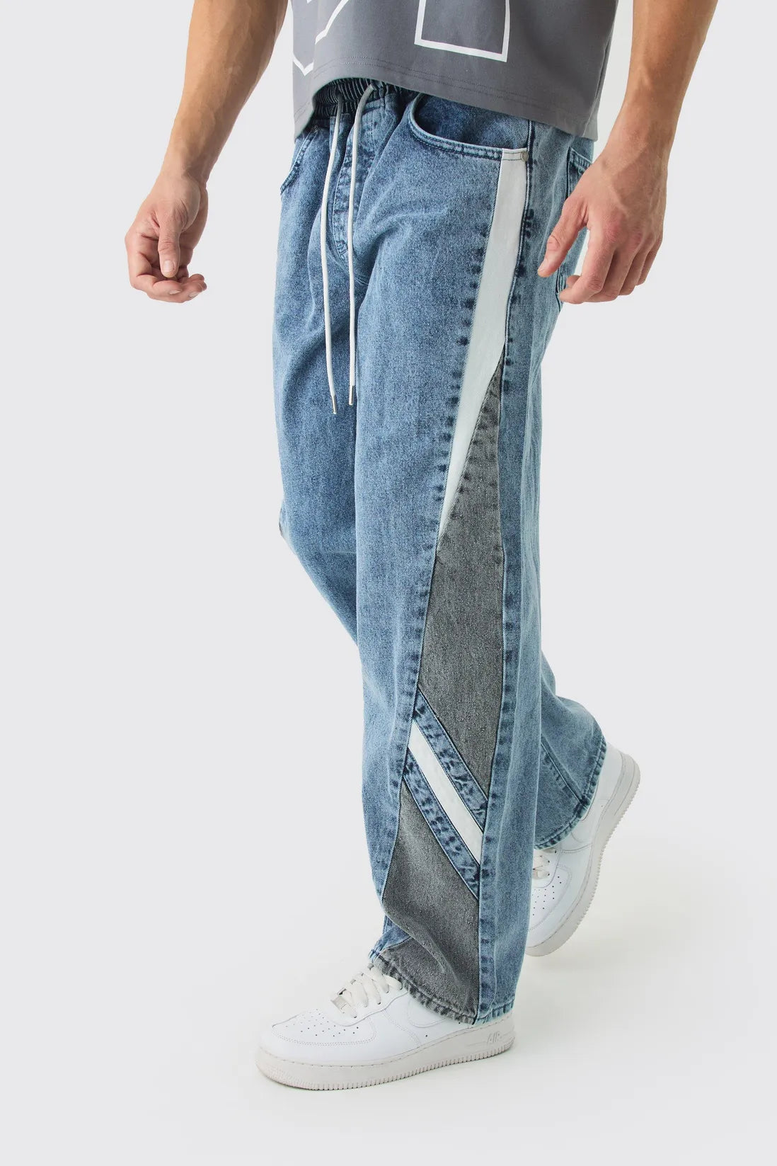 Baggy Rigid Elasticated Waist Moto Jeans