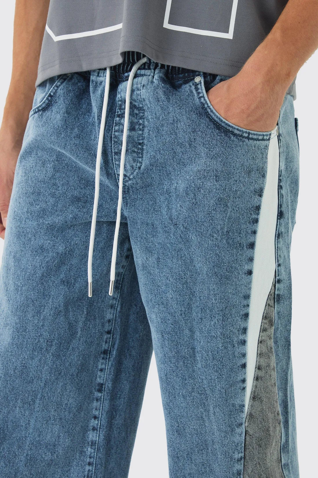 Baggy Rigid Elasticated Waist Moto Jeans