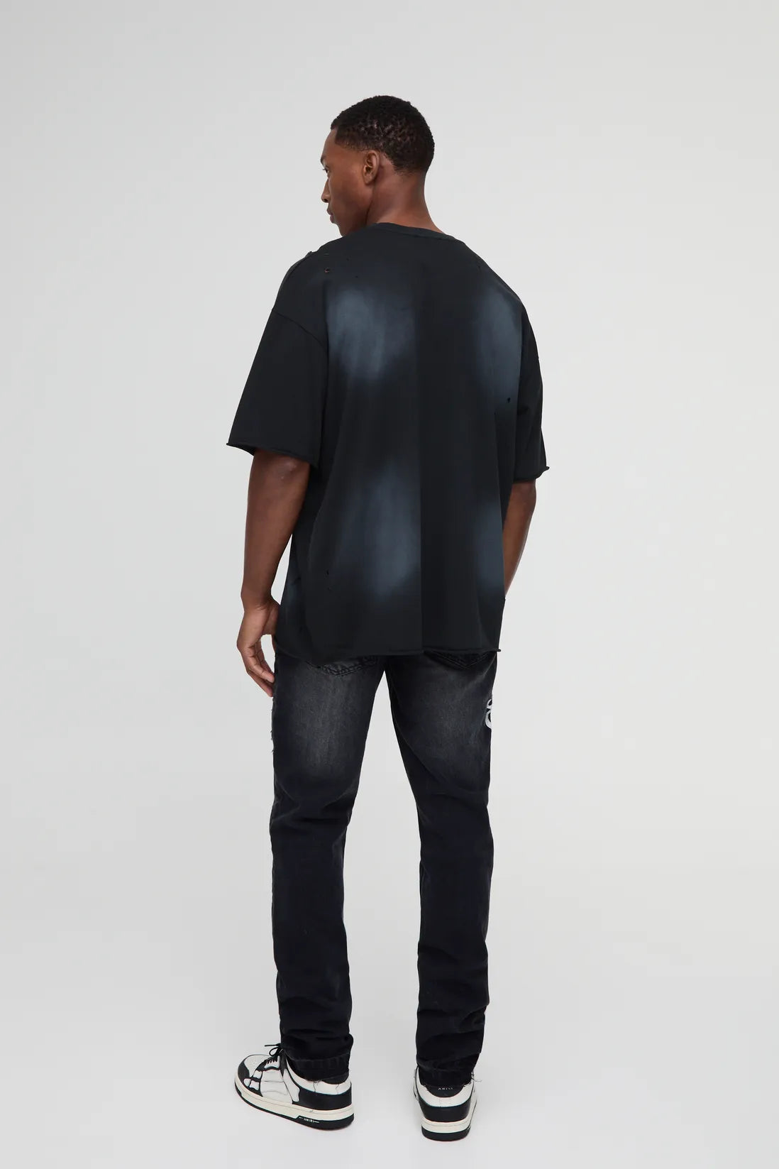 Slim Rigid Paint Splat Ripped Jeans