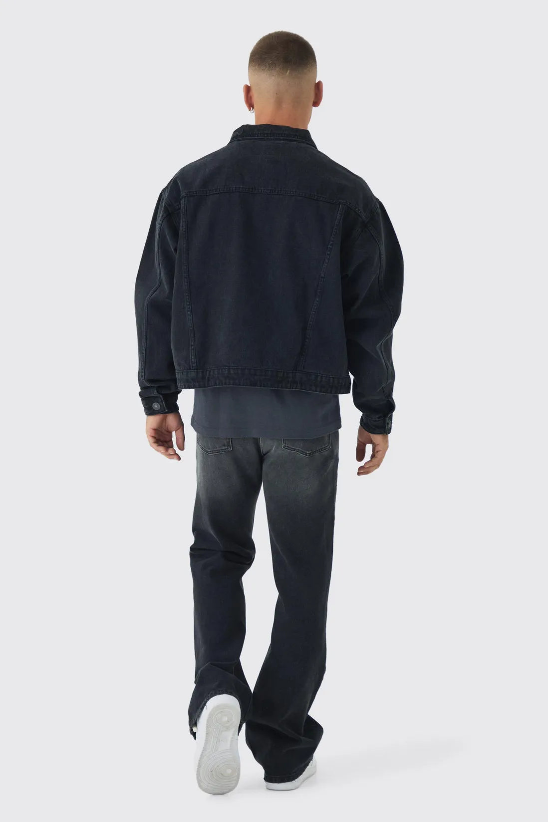 Boxy Fit Denim Jacket With Woven Label
