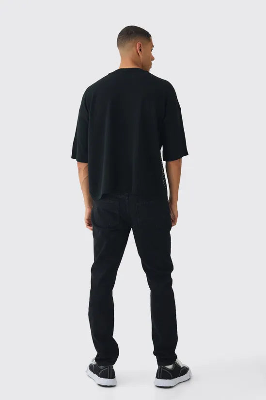Oversized Open Stitch Biggie License Printed Knitted T-shirt