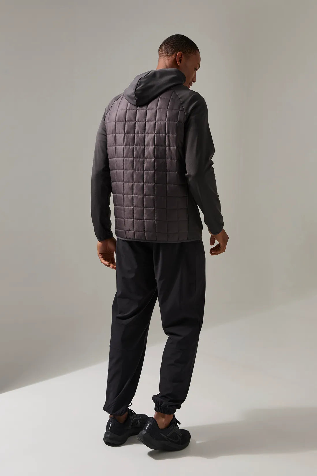 Man Active Check Quilted Zip Through Hoodie