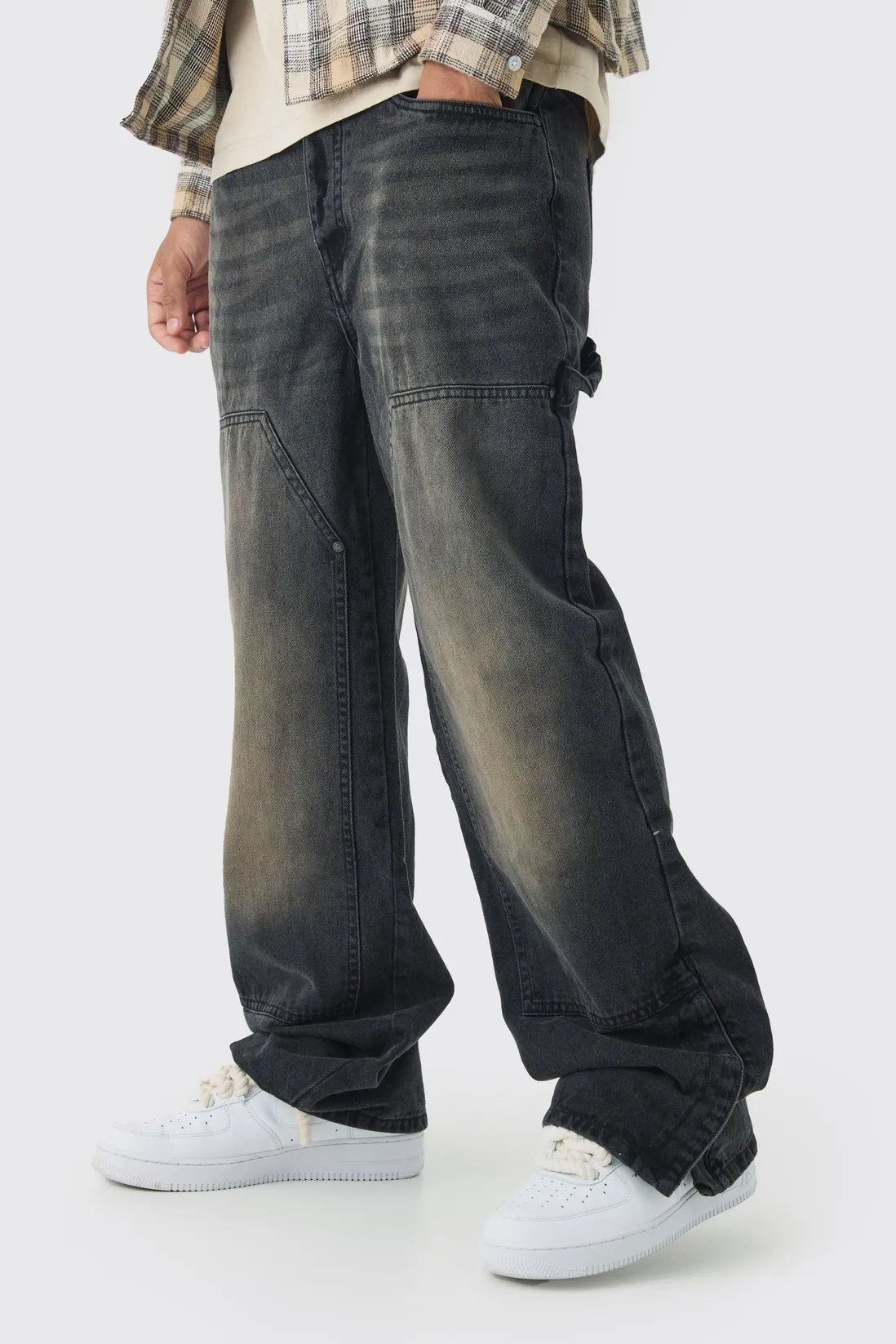 Relaxed Fit Carpenter Jeans With Split Hem