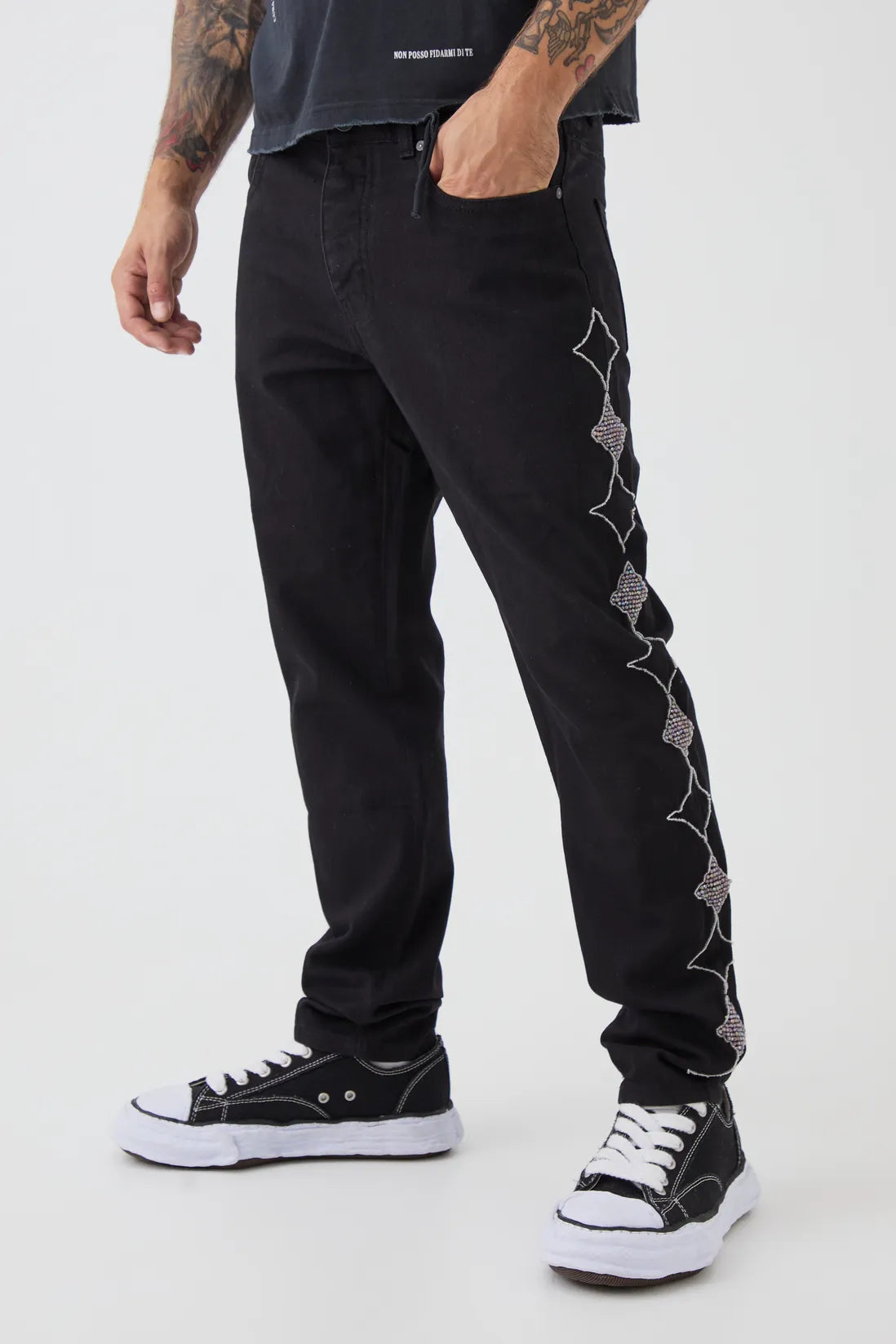Slim Rigid Star Embellished Jeans