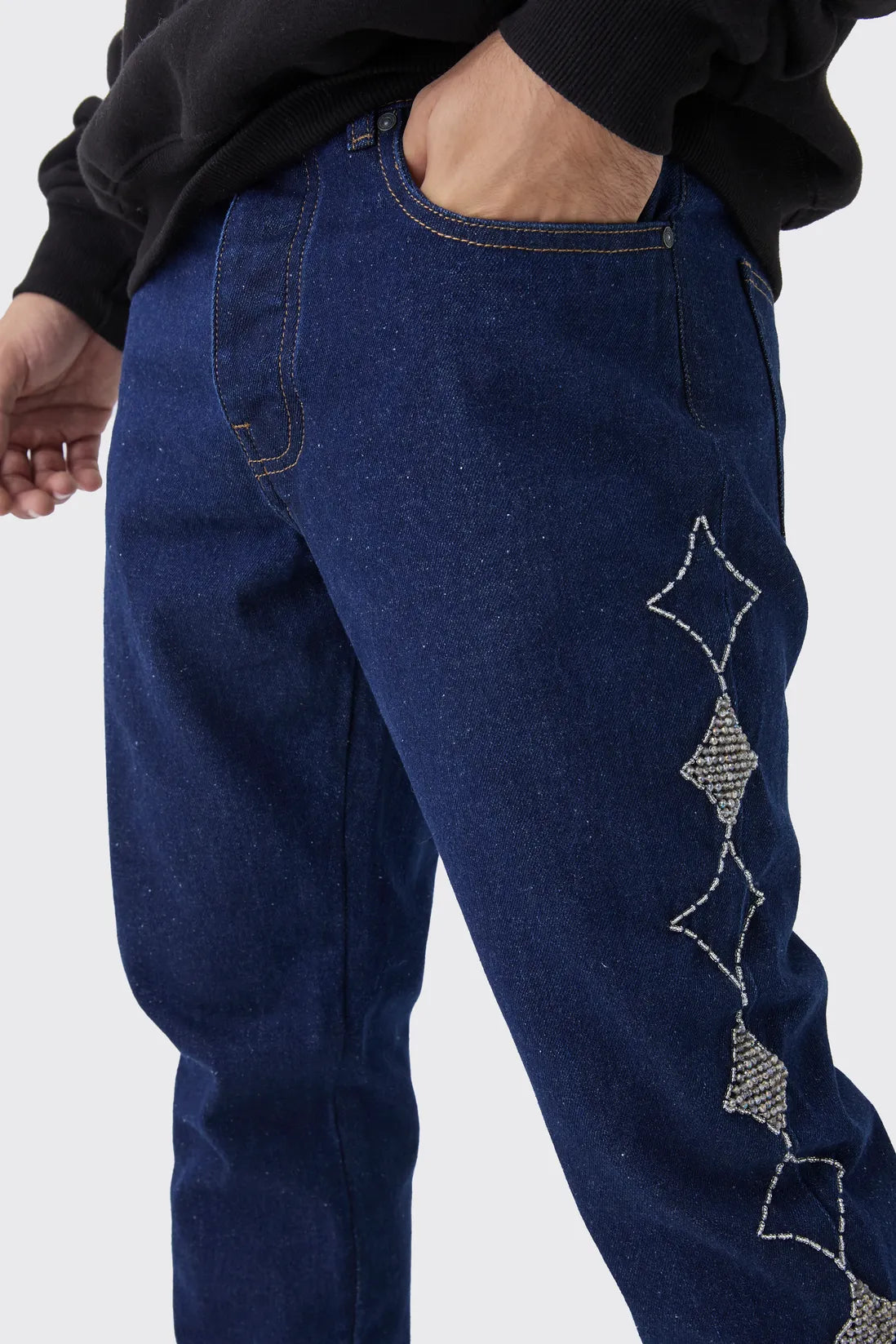 Slim Rigid Star Embellished Jeans
