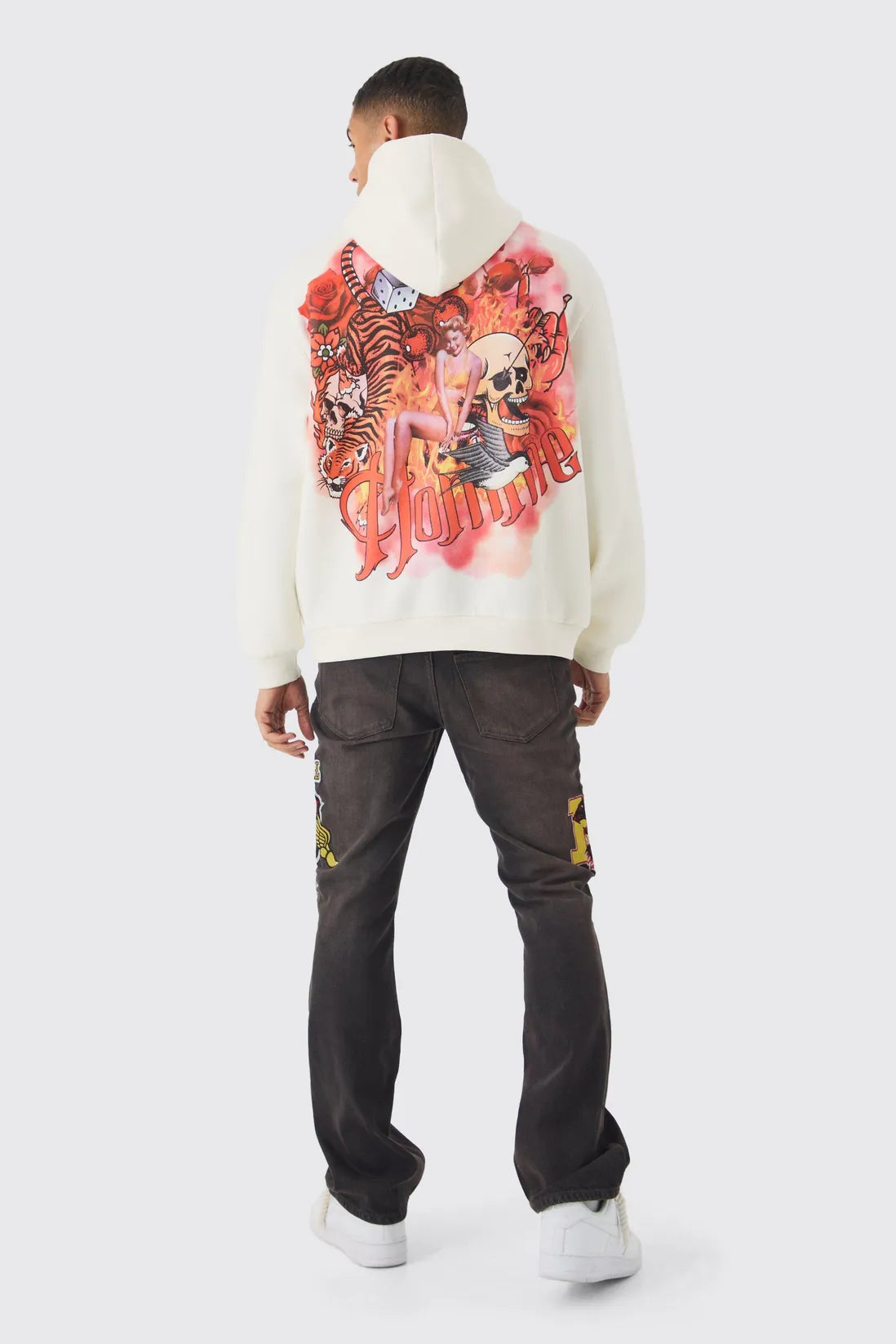 Slim Rigid Flare Varsity Moto Denim Jeans