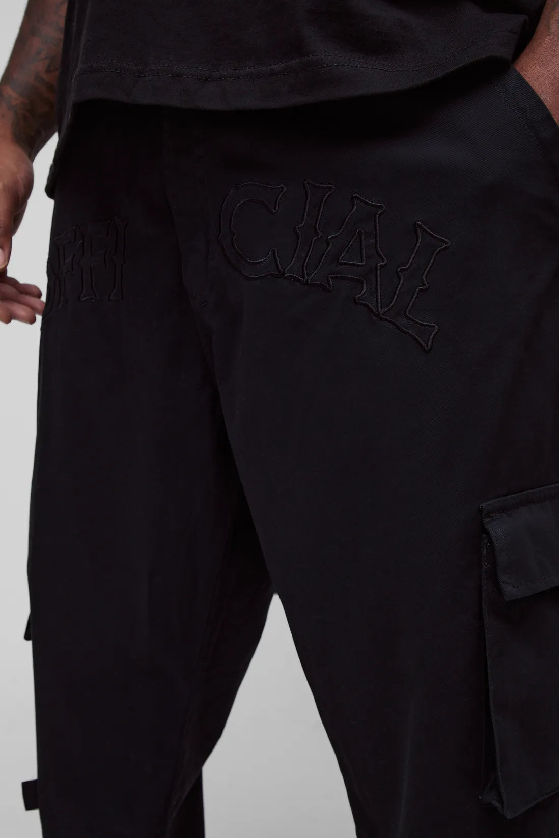 Plus Applique Split Hem Cargo Trousers