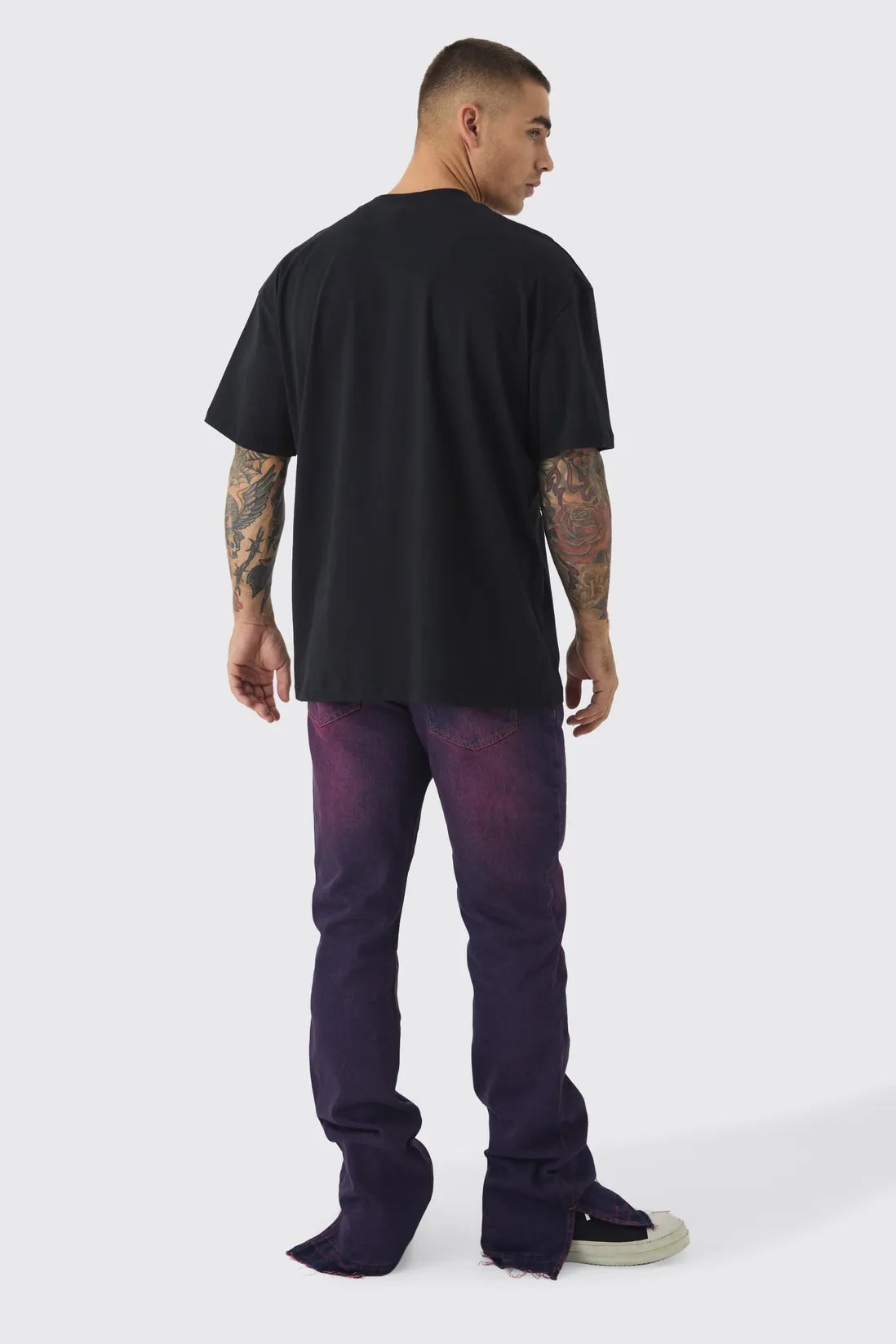 Slim Rigid Flared Stacked Dark Pink Tinted Jeans