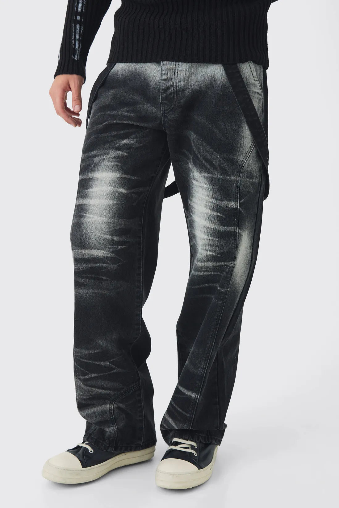 Relaxed Rigid Strap Detail Washed Salopettes