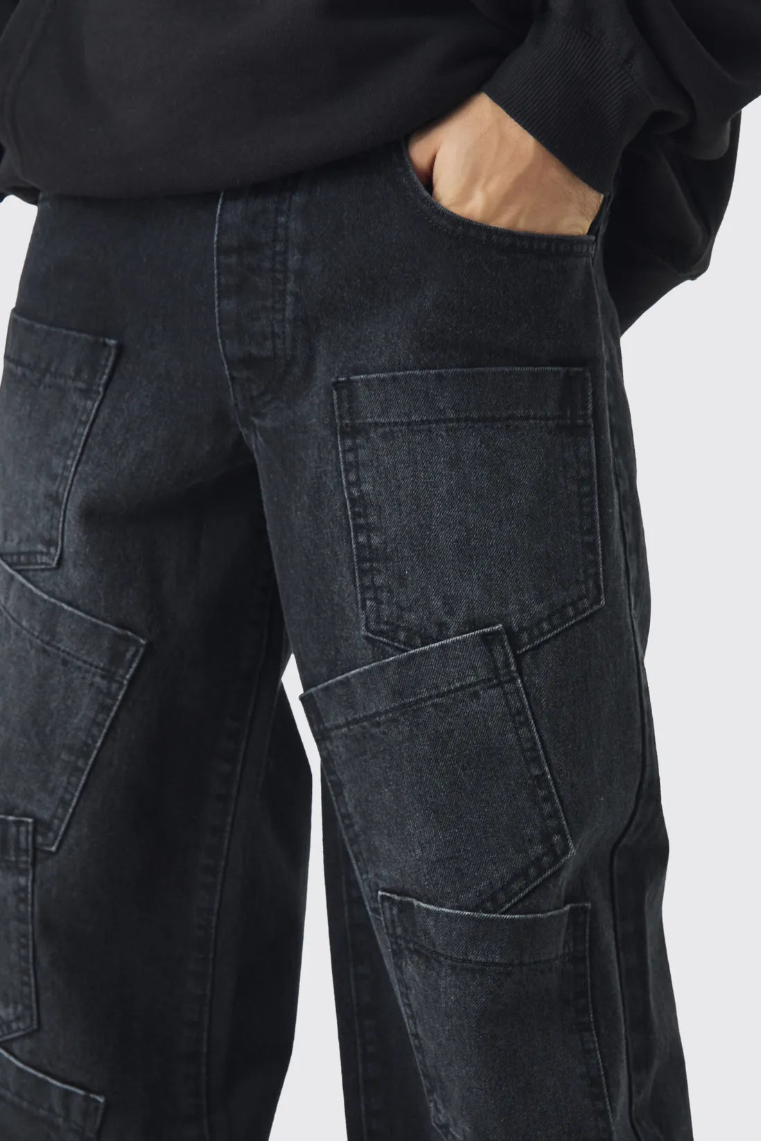 Baggy Fit Rigid Indigo Multi Pocket Jeans