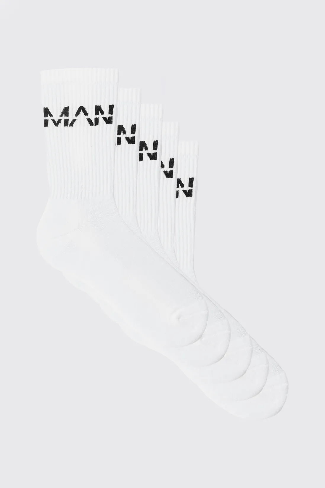 5 Pack MAN Dash Logo Plain Sport Socks