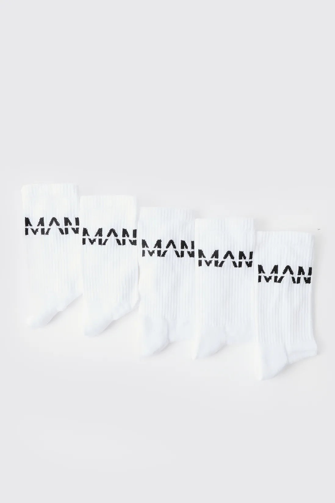 5 Pack MAN Dash Logo Plain Sport Socks