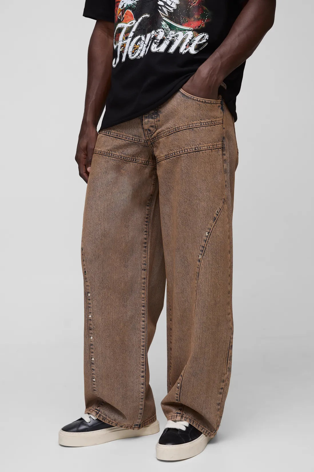 Baggy Rigid Studded Denim Jeans