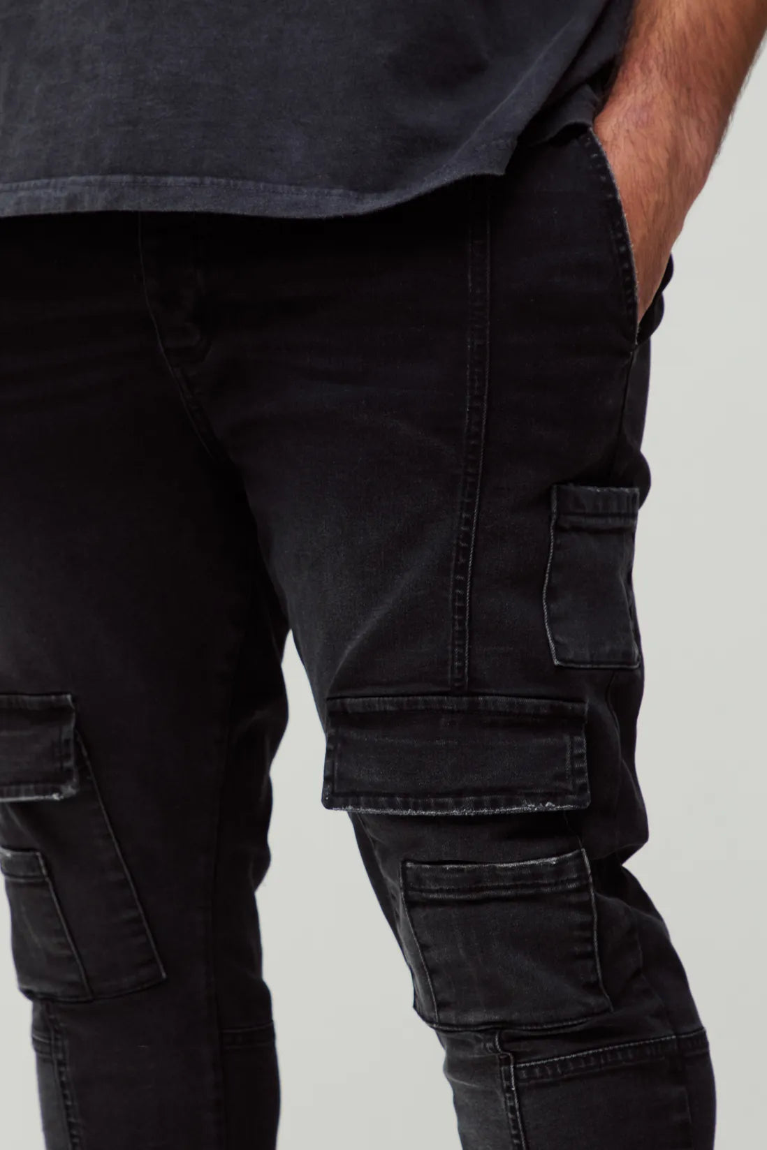 Plus Heavyweight Skinny Fit Contrast Panel Zip Hem Trousers
