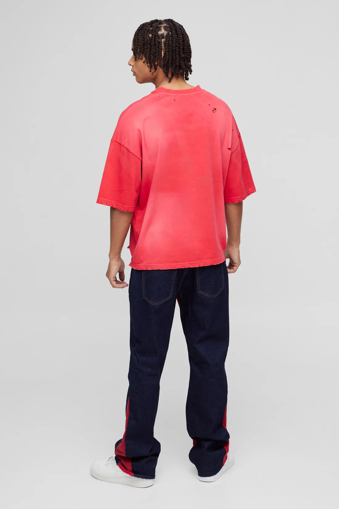 Slim Rigid Flare Applique Panel Jeans