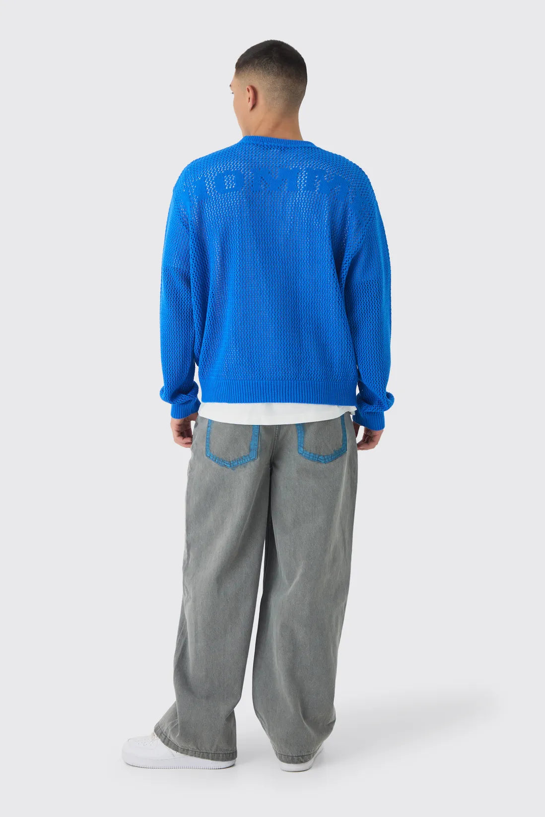Baggy Rigid Bleached Seam Detail Denim Jeans
