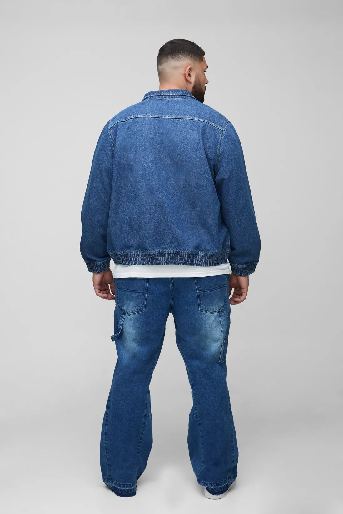 Plus Embroidered Denim Bomber Jacket
