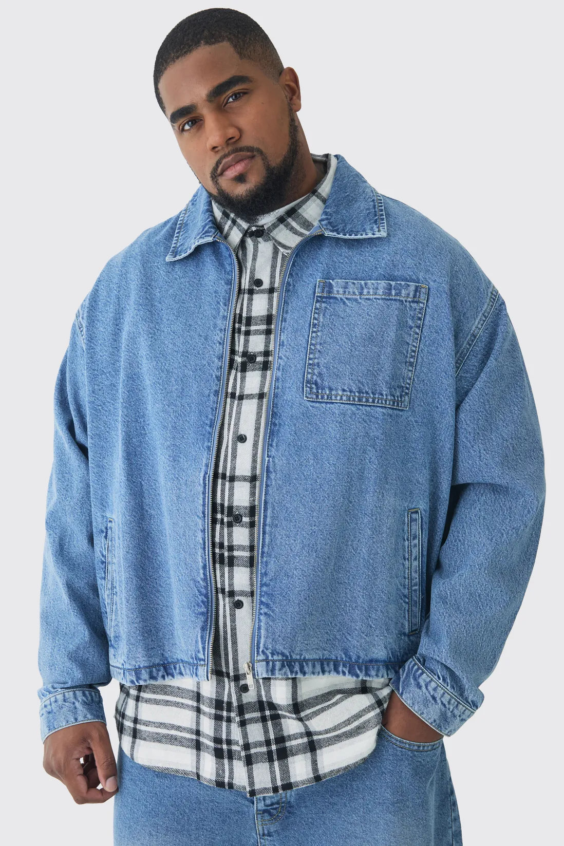 Plus Classic Denim Harrington Jacket