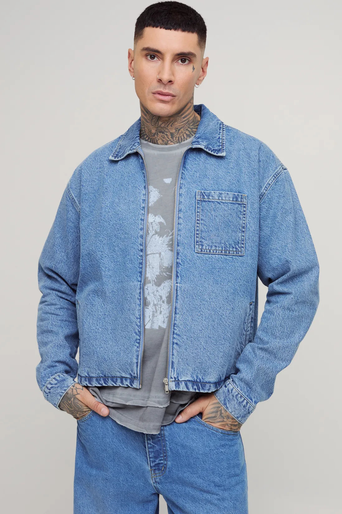 Tall Classic Denim Harrington Jacket
