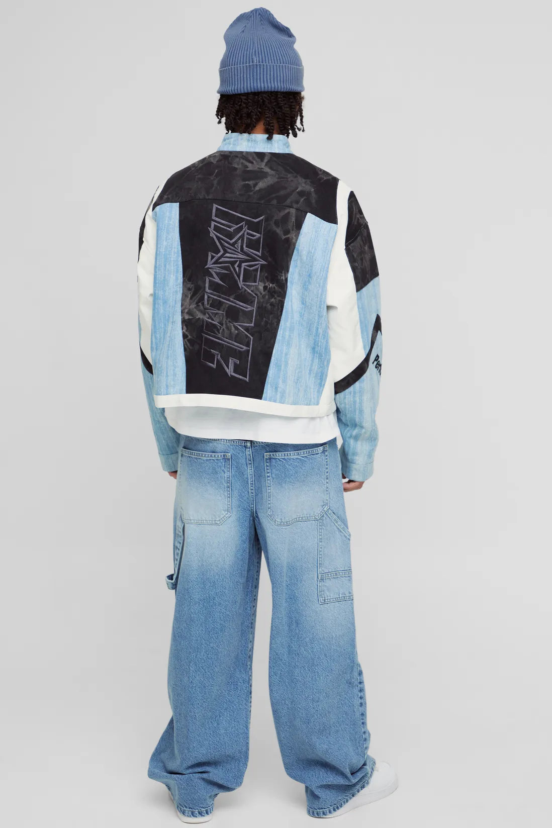 Washed Adjustable Waist Baggy Carpenter Jeans