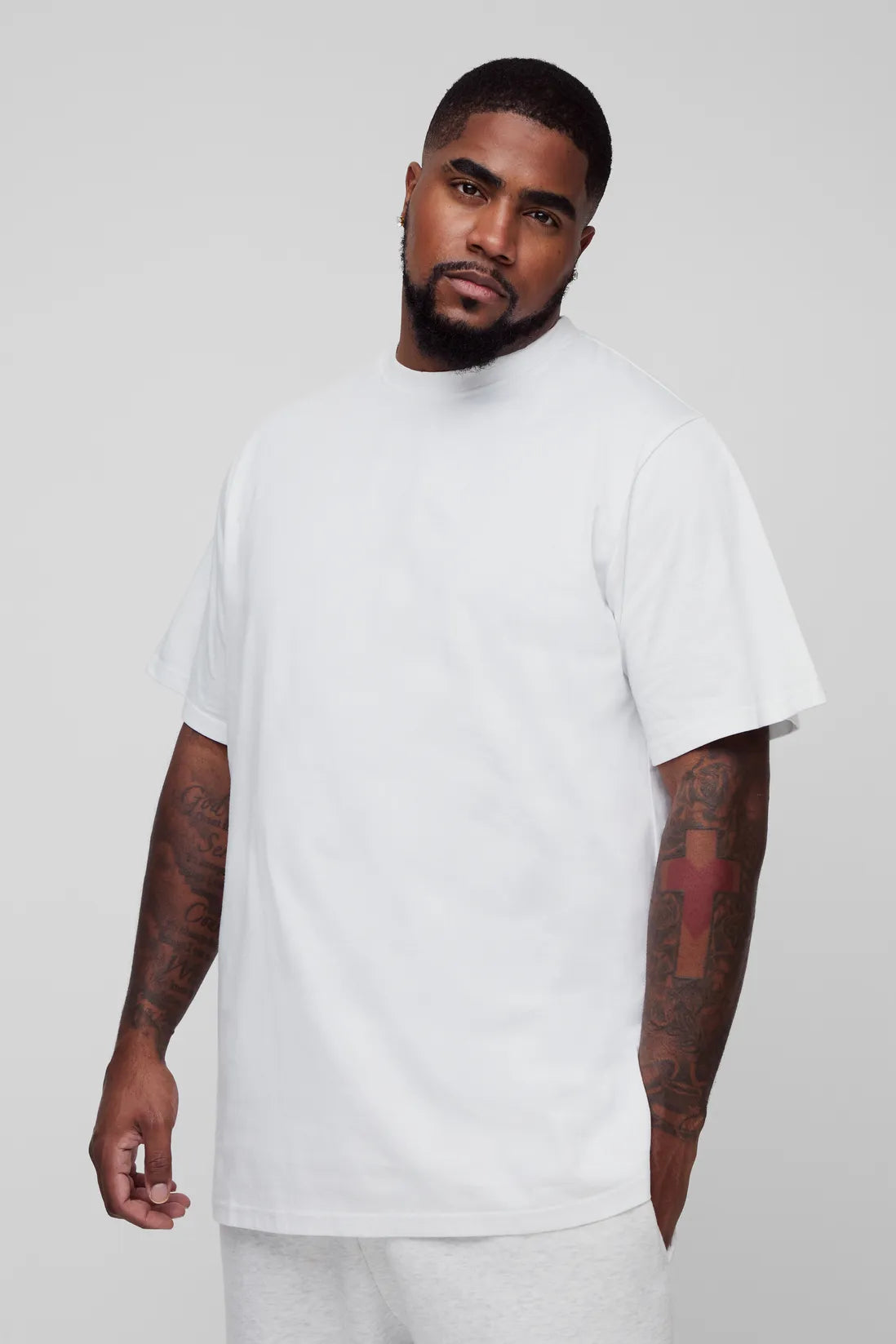 Plus Regular Fit Longline Basic T-Shirt