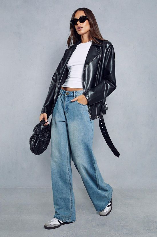 Premium Oversized Leather Look Biker Jacket