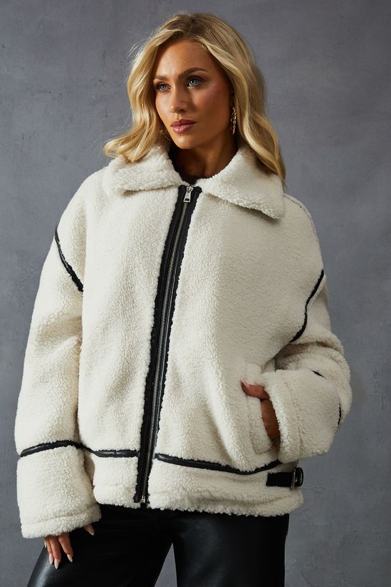 Teddy Faux Fur Aviator Jacket