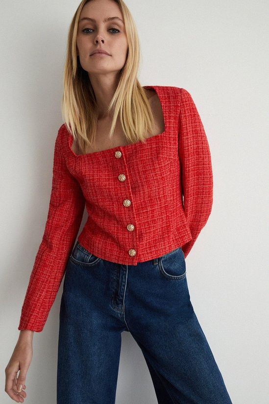 Tweed Square Neck Jacket