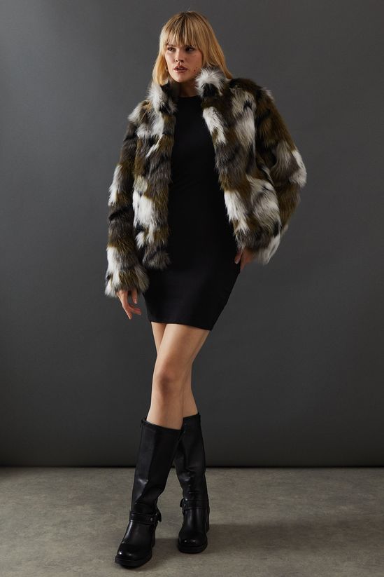 Premium Camouflage Faux Fur Cropped Jacket