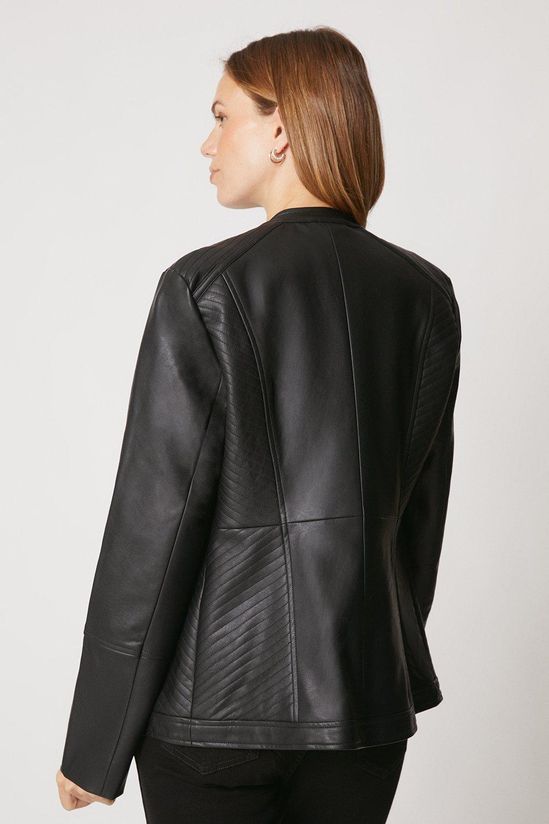 Black Faux Leather Pleat Detail Jacket