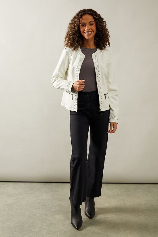 Whipstitch Detail Faux Leather Jacket