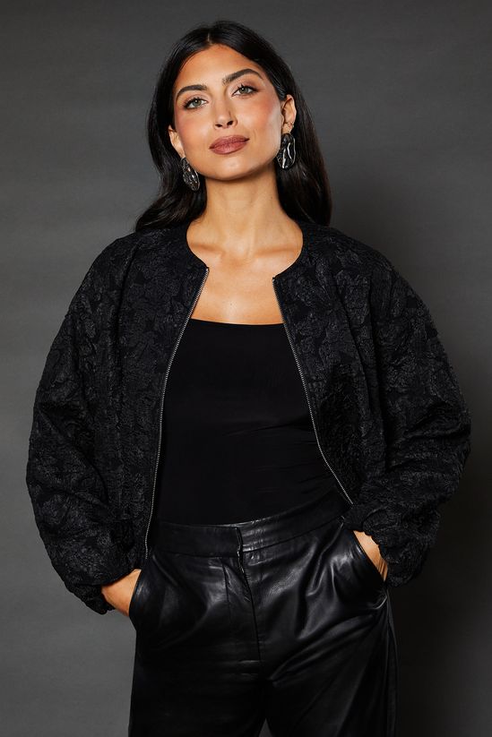 Jacquard Blouson Sleeve Jacket