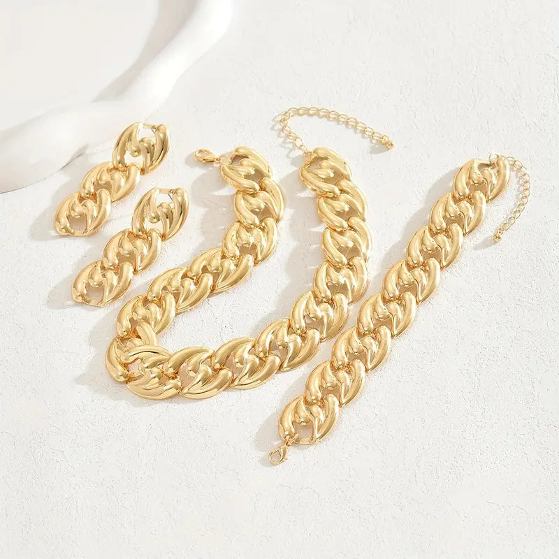 Golden-Tone Luxurious Jewelry Set